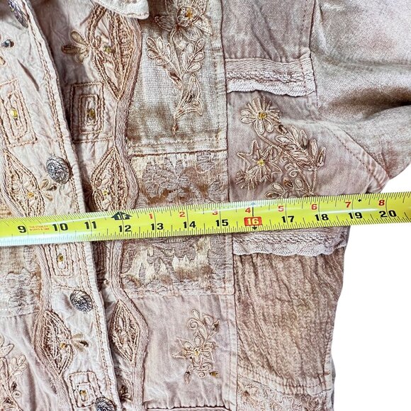 FlashBack Couture Gold Embroidered Embellished Jacket Beaded Button Down Pockets - Picture 16 of 16